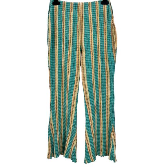 Free People Fine Line Slim Pants In Green/Yellow Combo - Picture 4 of 6